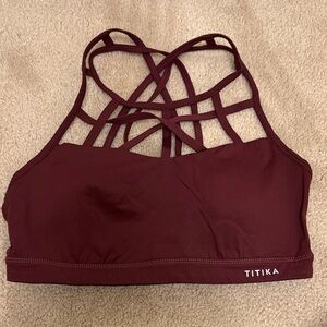 Women's Burgundy Strappy Sports Bra